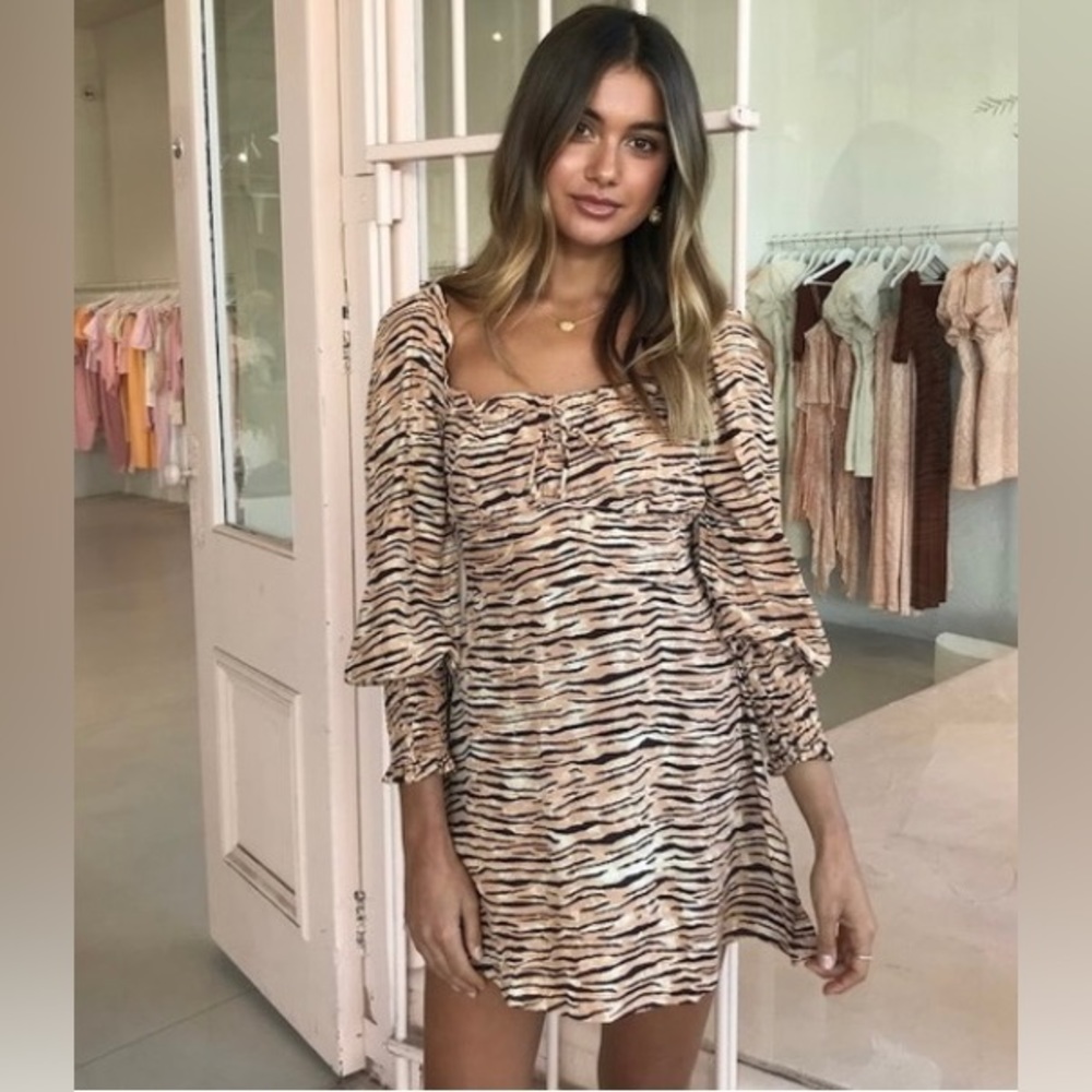Faithful The Brand Ira Animal Print MIDI dress